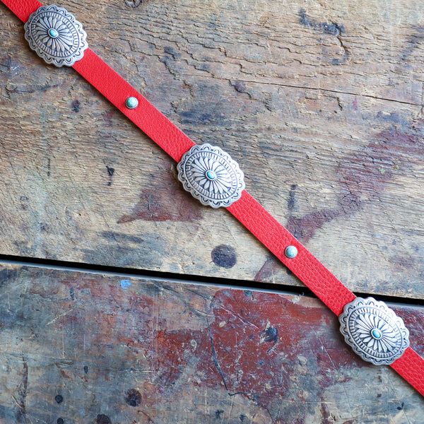 Boho Western Turquoise Concho Belt Red Leather Multi Strand 39” 0D6A1810_1600x.jpg?v=1735667508 main image 3