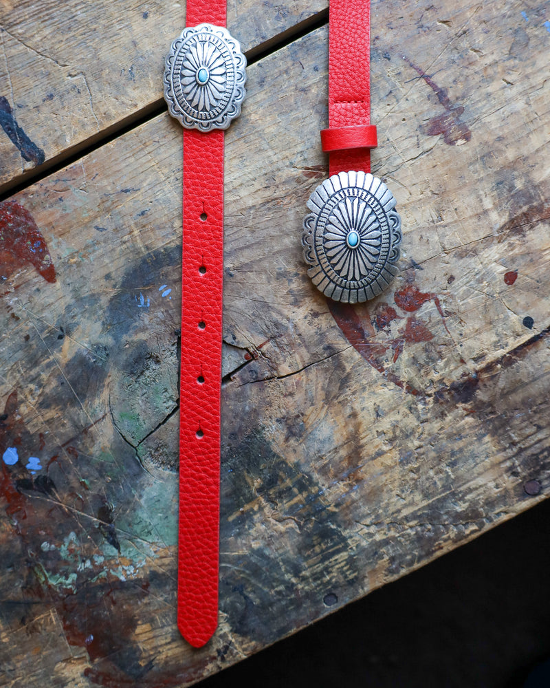 Streets Ahead Silver Concho With Turquoise Belt- Red