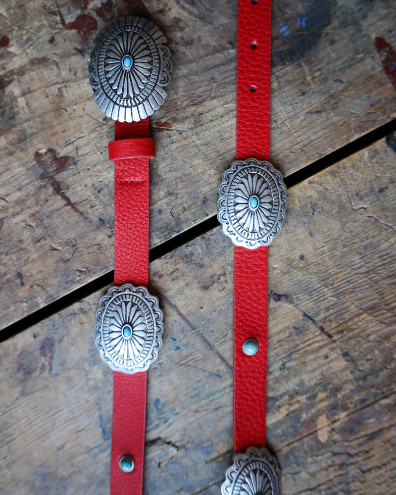 Streets Ahead Silver Concho With Turquoise Belt- Red