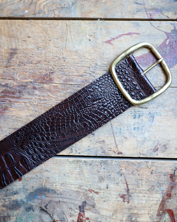 Streets Ahead Croc With Large Gold Buckle Belt