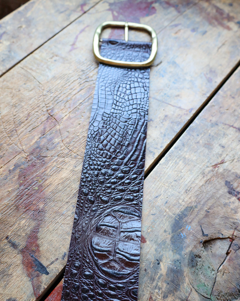 Streets Ahead Croc With Large Gold Buckle Belt