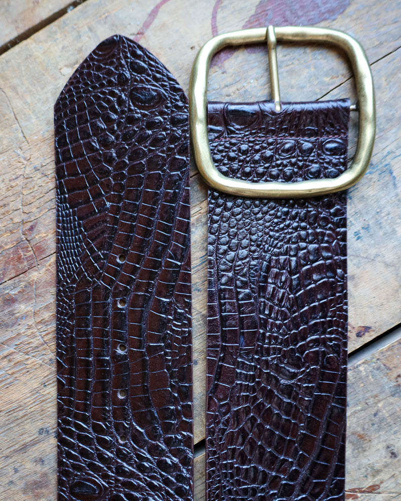 Streets Ahead Croc With Large Gold Buckle Belt