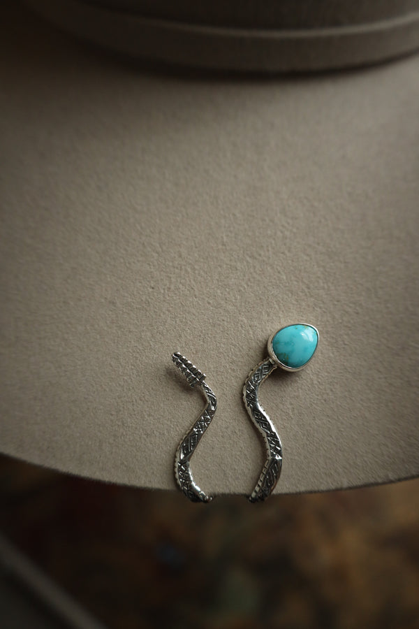 Sterling silver snake with turquoise head hat clip 