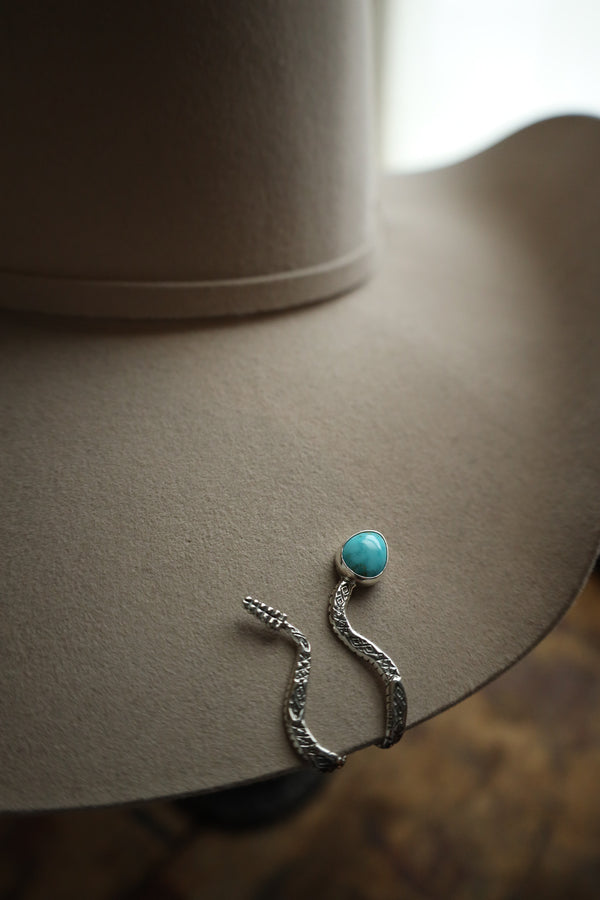 Sterling silver snake with turquoise head hat clip 