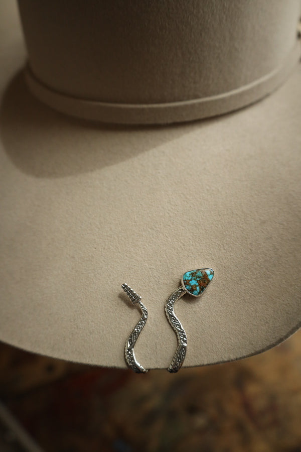 sterling silver snake with turquoise head hat clip