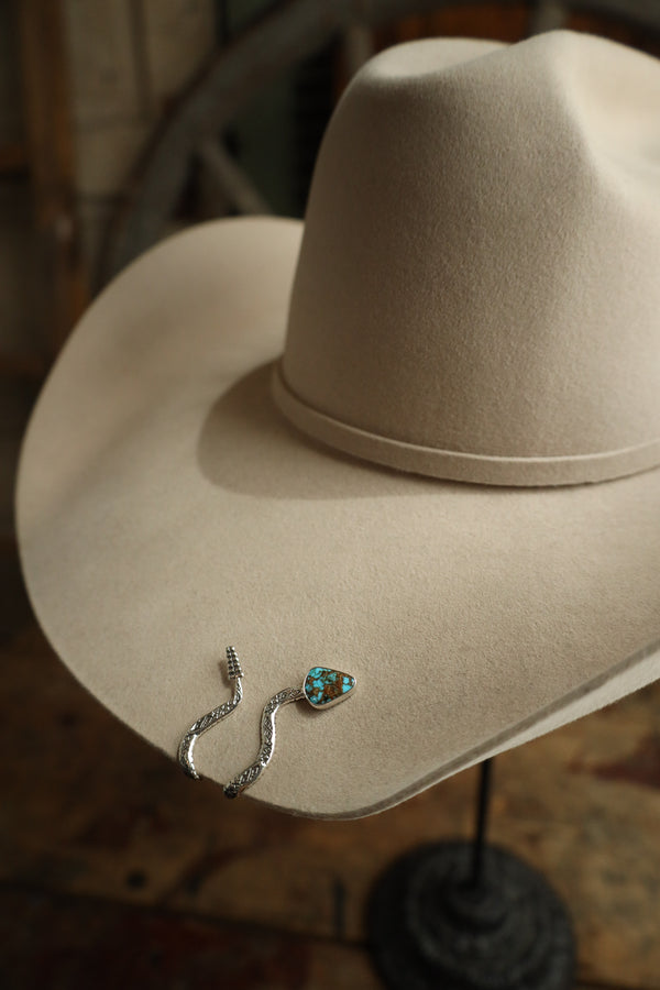 sterling silver snake with turquoise head hat clip