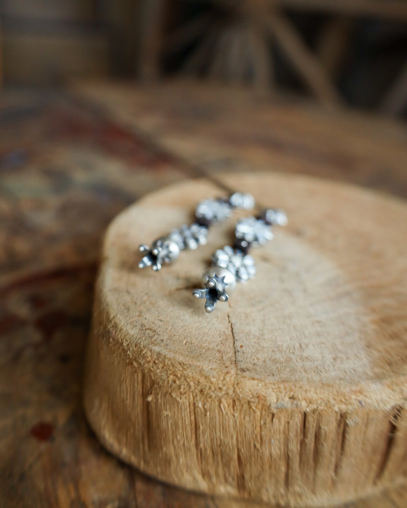 Peyote Bird Mother Of Pearl Flowers Sterling Silver Blossom Leather Earring