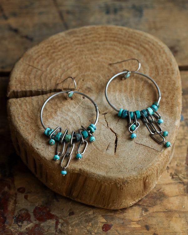 Peyote Bird Circle With Turquoise Dangle Earrings