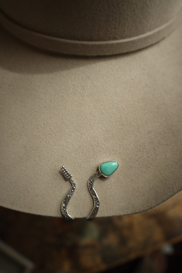 Sterling silver snake hat clip with turquoise head 