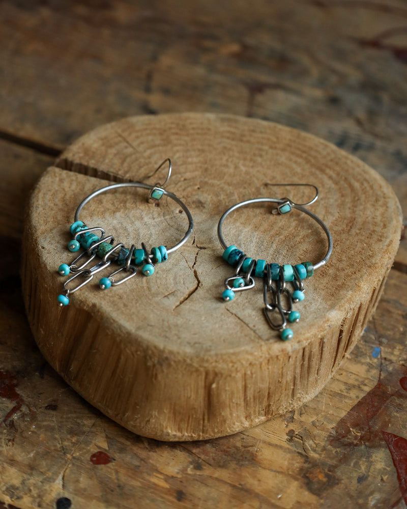 Peyote Bird Circle With Turquoise Dangle Earrings