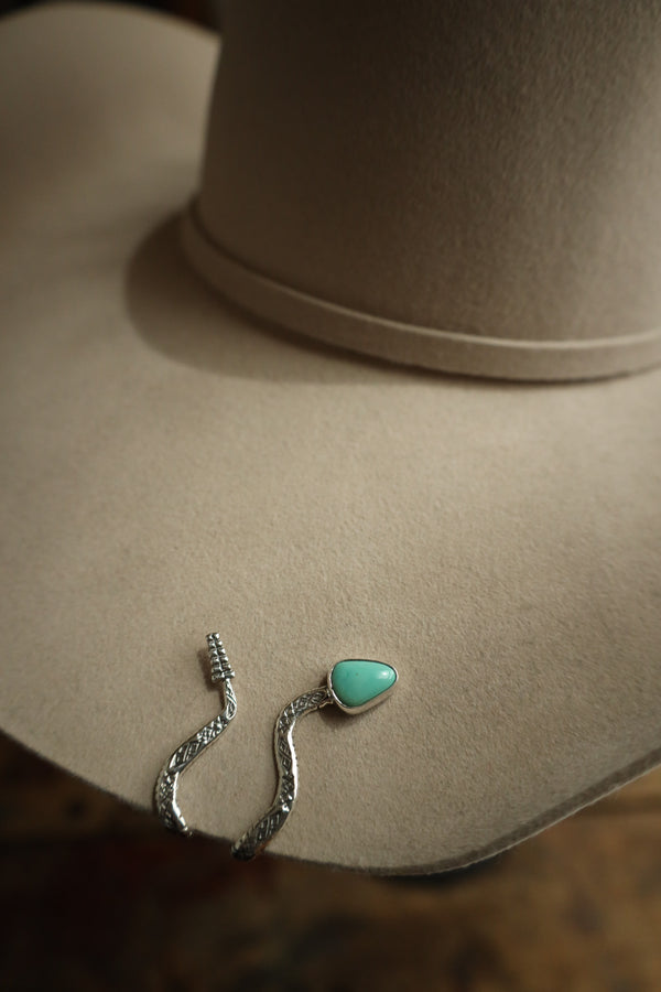 Sterling silver snake hat clip with turquoise head 