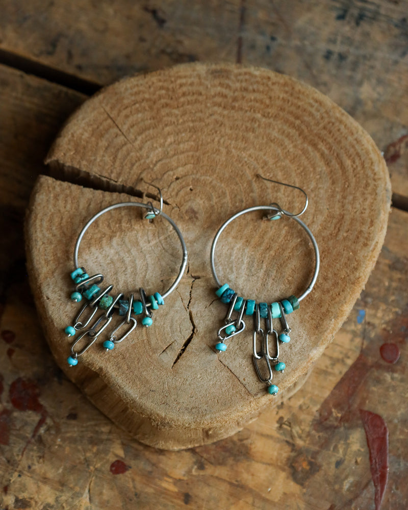 Peyote Bird Circle With Turquoise Dangle Earrings