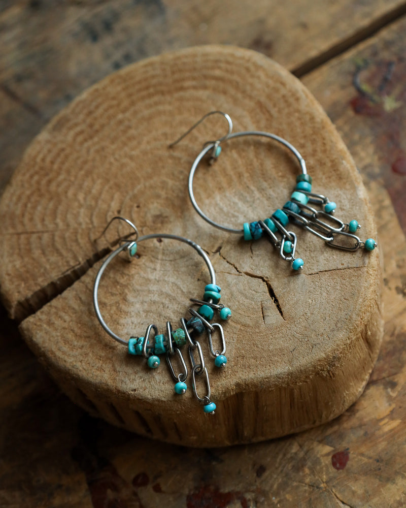 Peyote Bird Circle With Turquoise Dangle Earrings