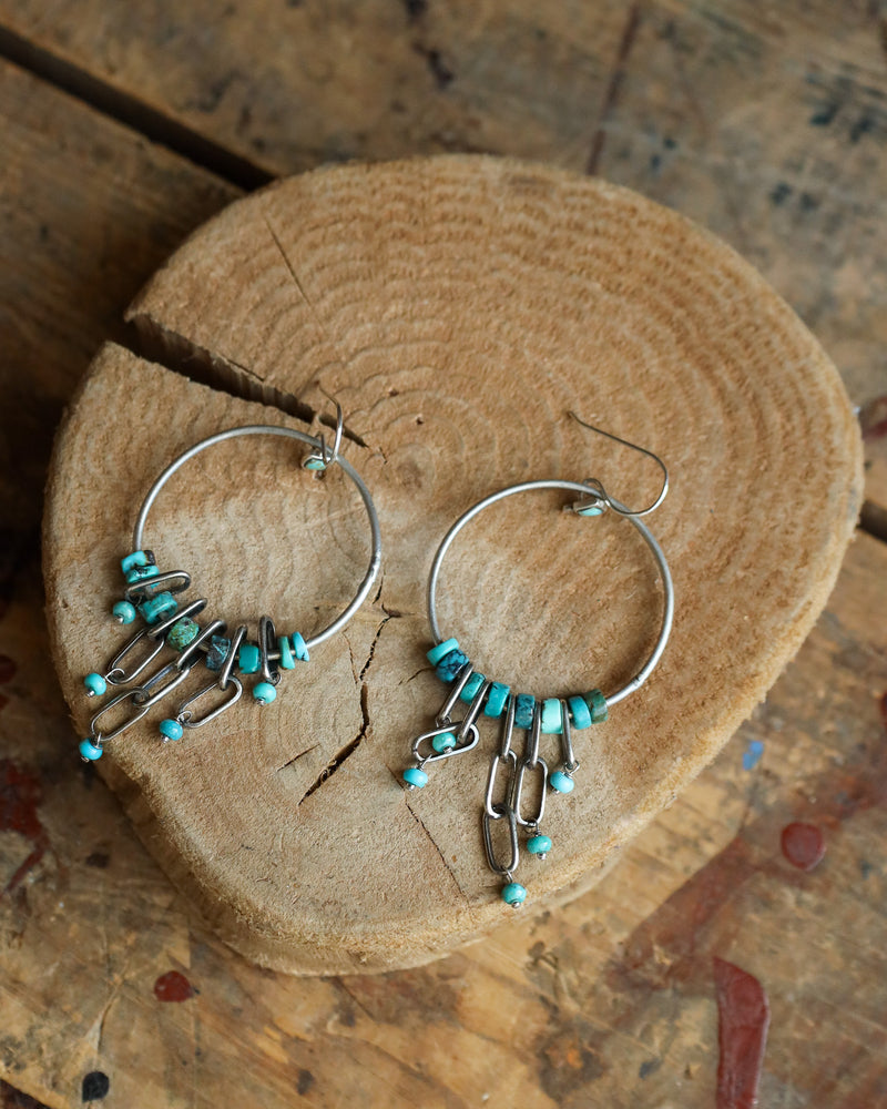 Peyote Bird Circle With Turquoise Dangle Earrings