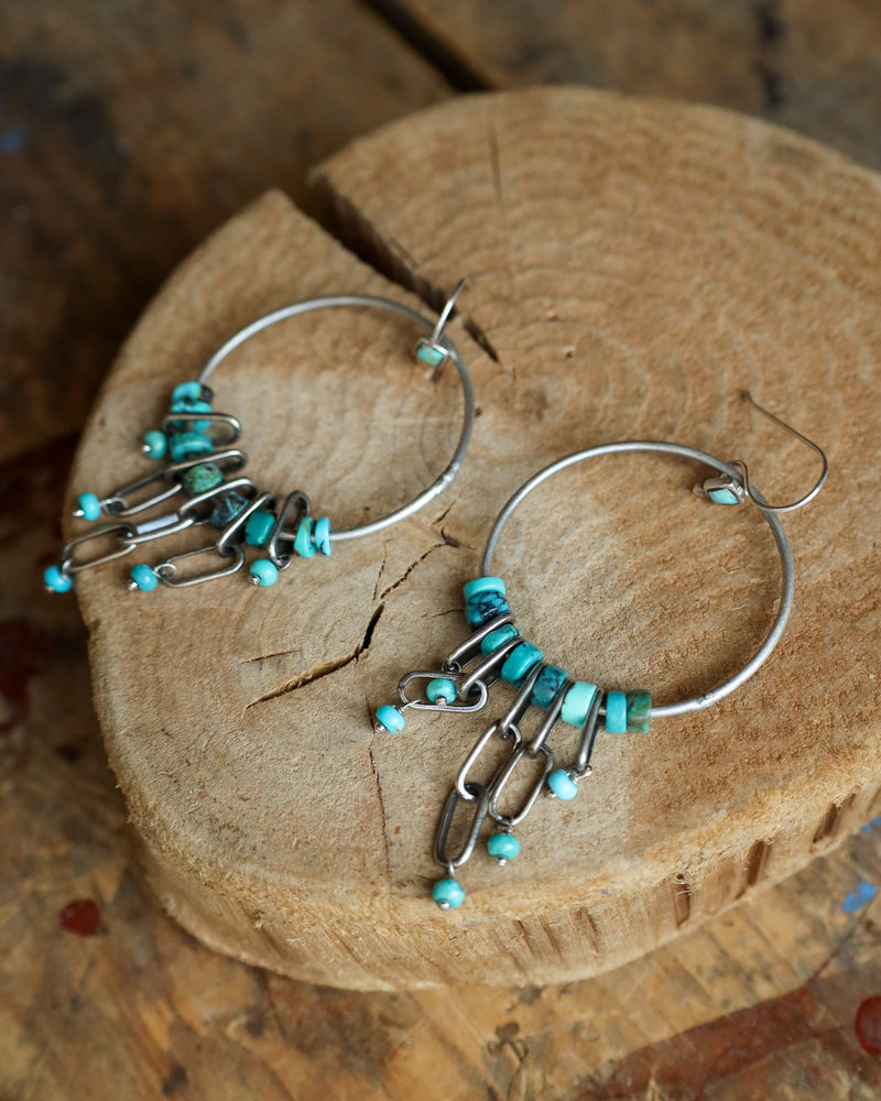 Peyote Bird Circle With Turquoise Dangle Earrings