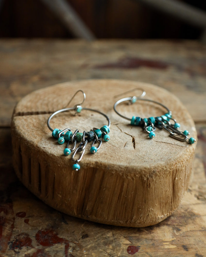 Peyote Bird Circle With Turquoise Dangle Earrings