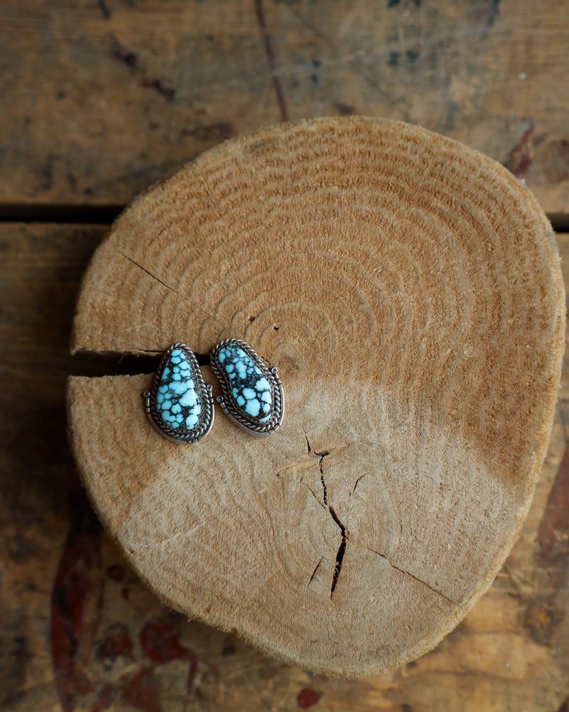 Peyote Bird Vintage Turquoise Matrix Navajo Earring
