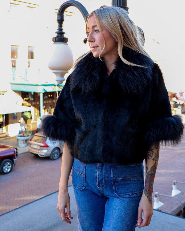 Diana Rosh Fur With Black Fox Collar Cape