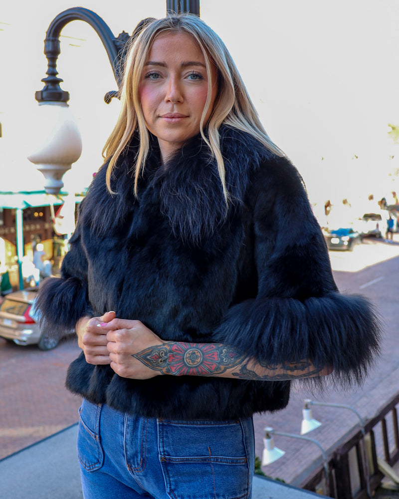 Diana Rosh Fur With Black Fox Collar Cape