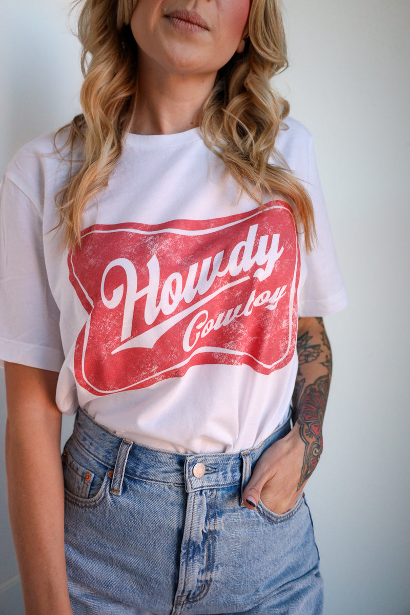 Lala Sista Howdy Cowboy White Tee