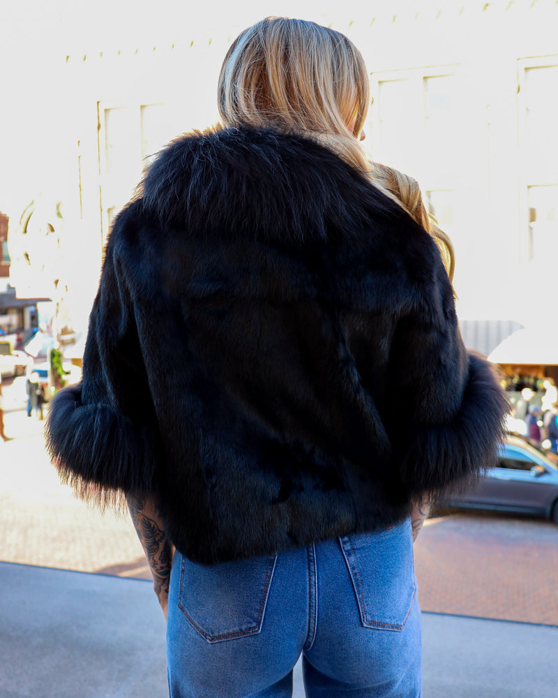 Diana Rosh Fur With Black Fox Collar Cape