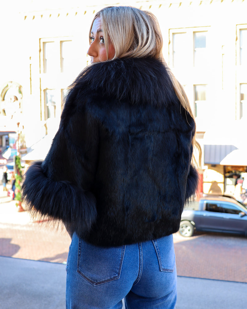 Diana Rosh Fur With Black Fox Collar Cape