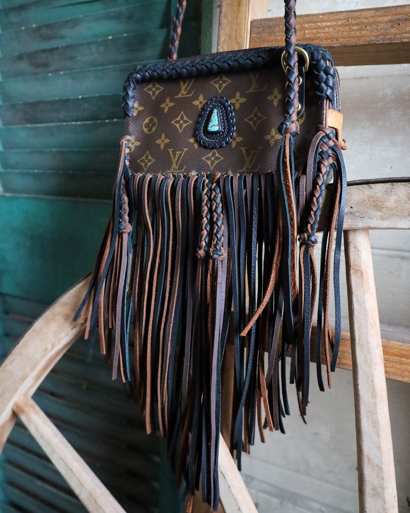 Leather and Vodka Marly Fringe 20CT Pilot Mountain Turquoise Bag