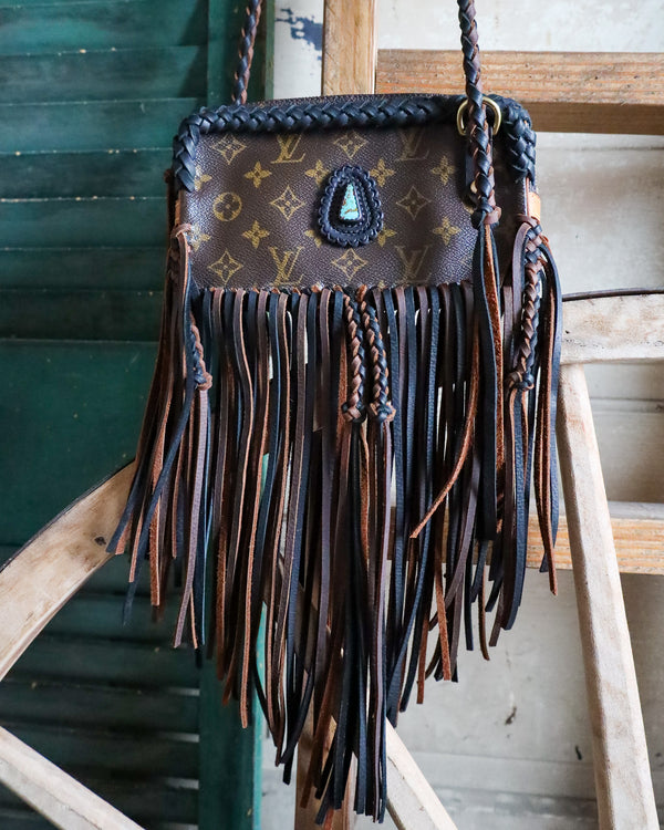 Leather and Vodka Marly Fringe 20CT Pilot Mountain Turquoise Bag