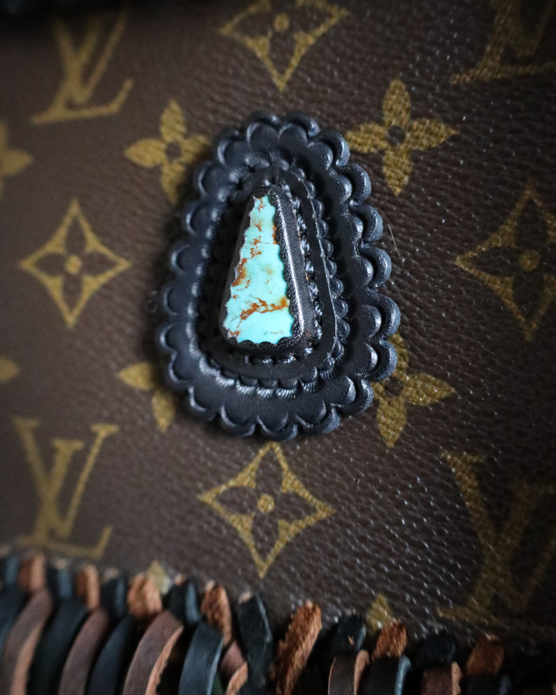 Leather and Vodka Marly Fringe 20CT Pilot Mountain Turquoise Bag