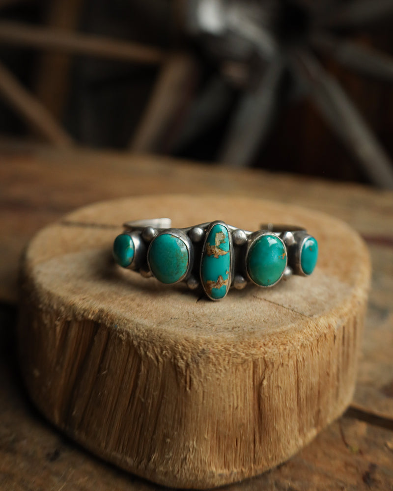 5 Blue Gem Turquoise Split Band Cuff