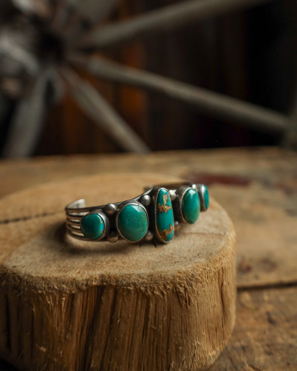 5 Blue Gem Turquoise Split Band Cuff