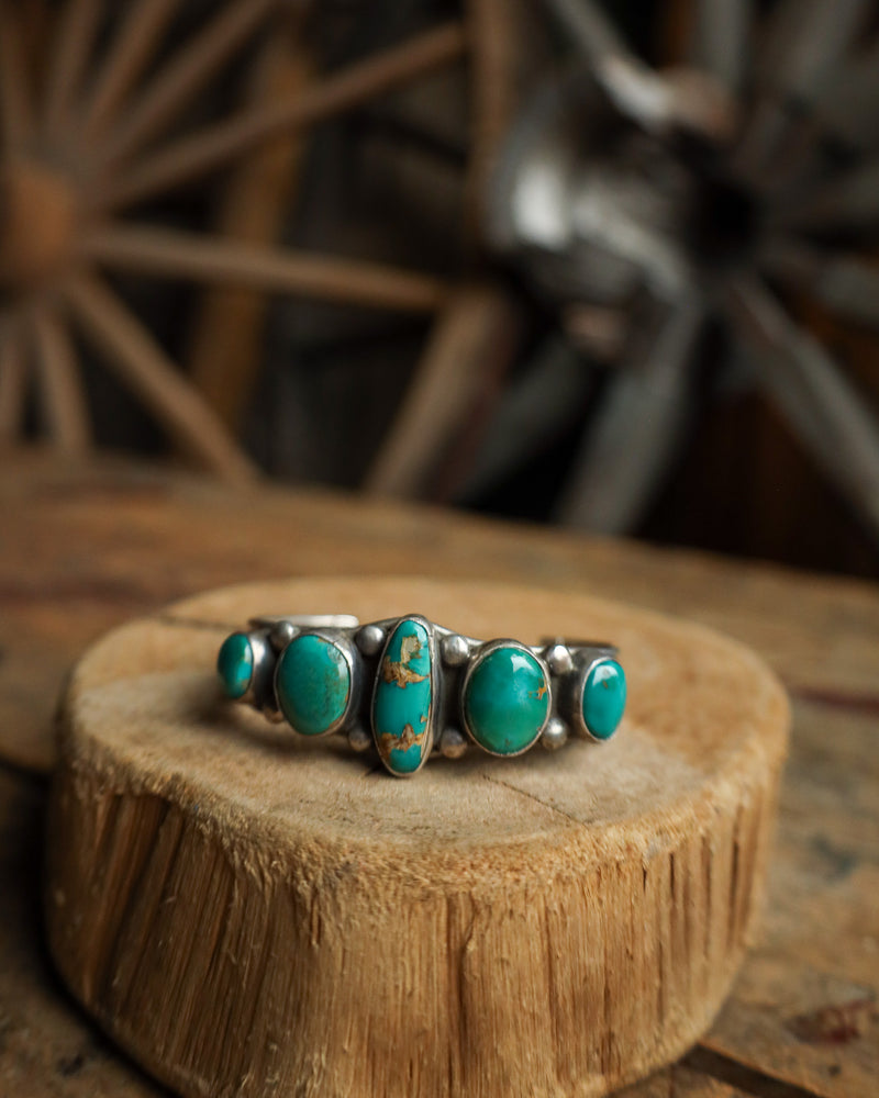 5 Blue Gem Turquoise Split Band Cuff