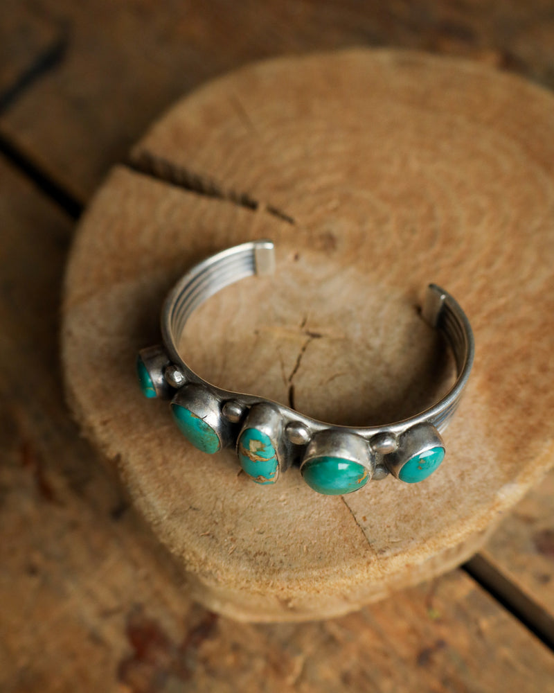 5 Blue Gem Turquoise Split Band Cuff