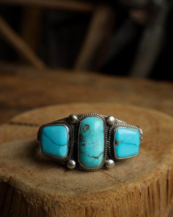 1 Rectangle 2 Square Blue Gem Turquoise Cuff