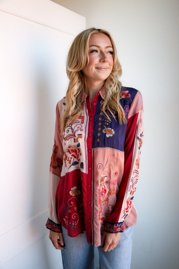 Johnny Was Georgina Color Block Blouse