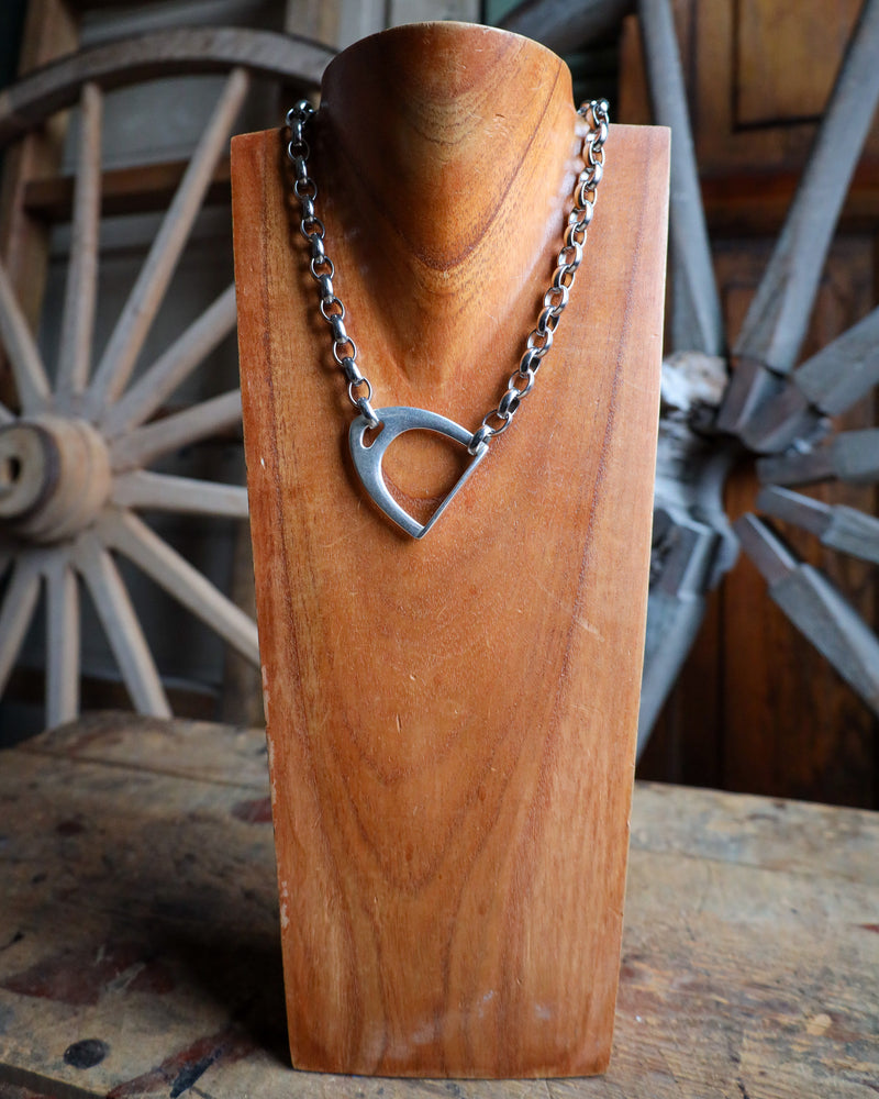 V2 Designs Stirrup Silver Sideways Necklace 