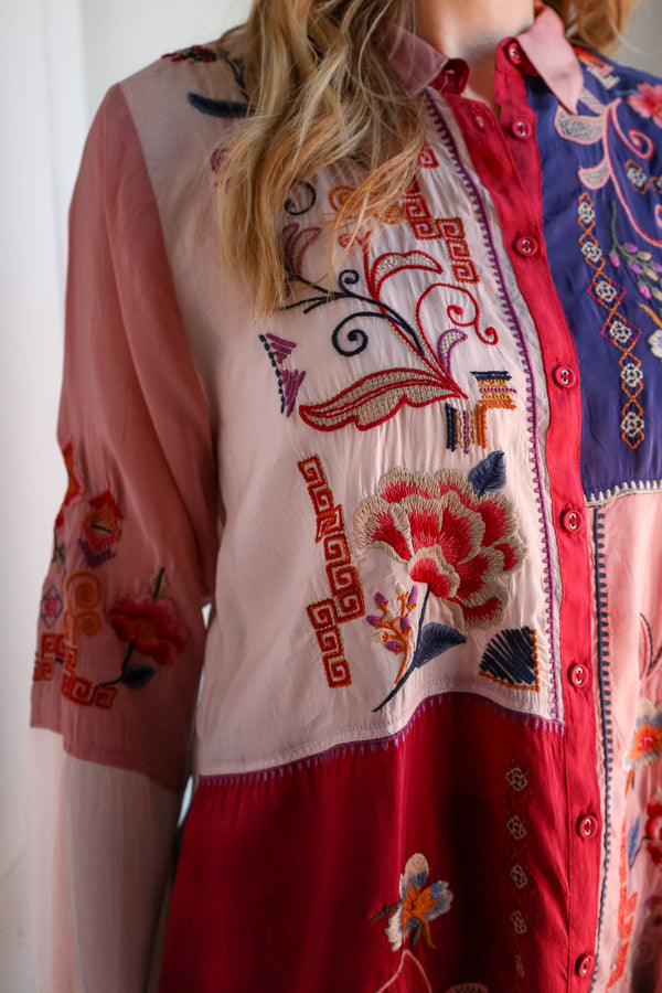 Johnny Was Georgina Color Block Blouse