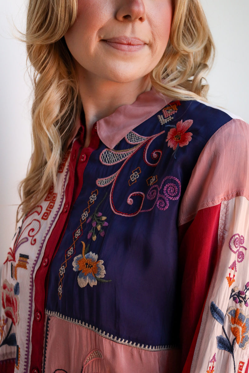 Johnny Was Georgina Color Block Blouse