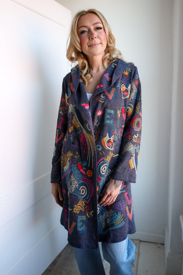 Adore Love Embroidered Navy Jacket 