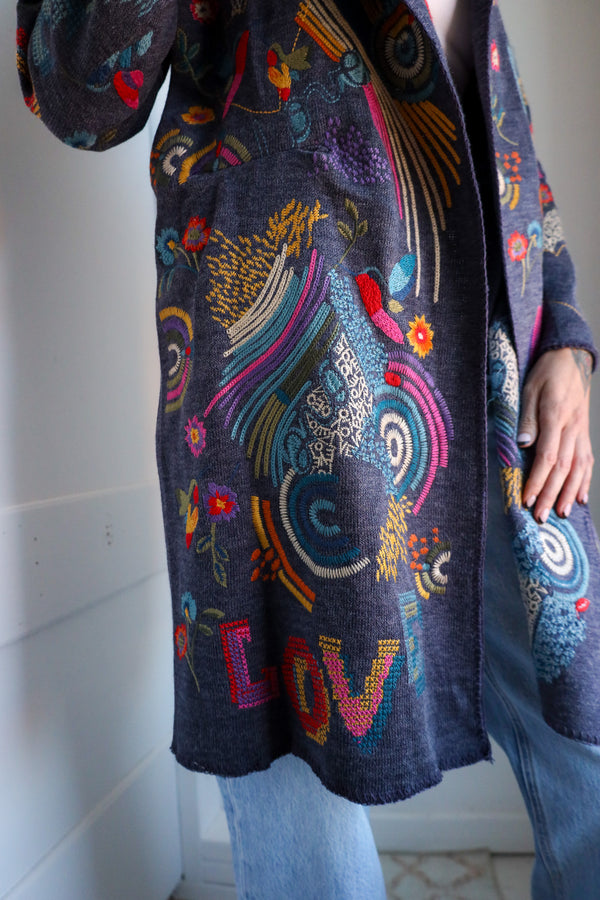 Adore Love Embroidered Navy Jacket 