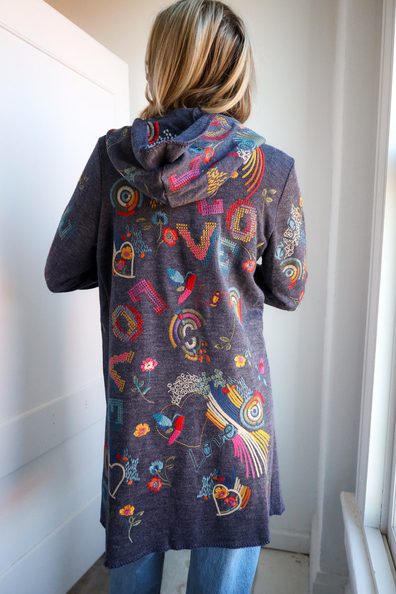 Adore Love Embroidered Navy Jacket 