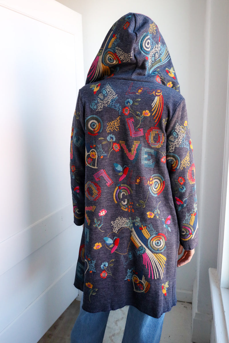 Adore Love Embroidered Navy Jacket 