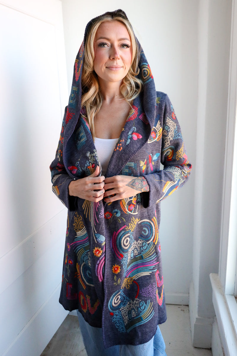 Adore Love Embroidered Navy Jacket 