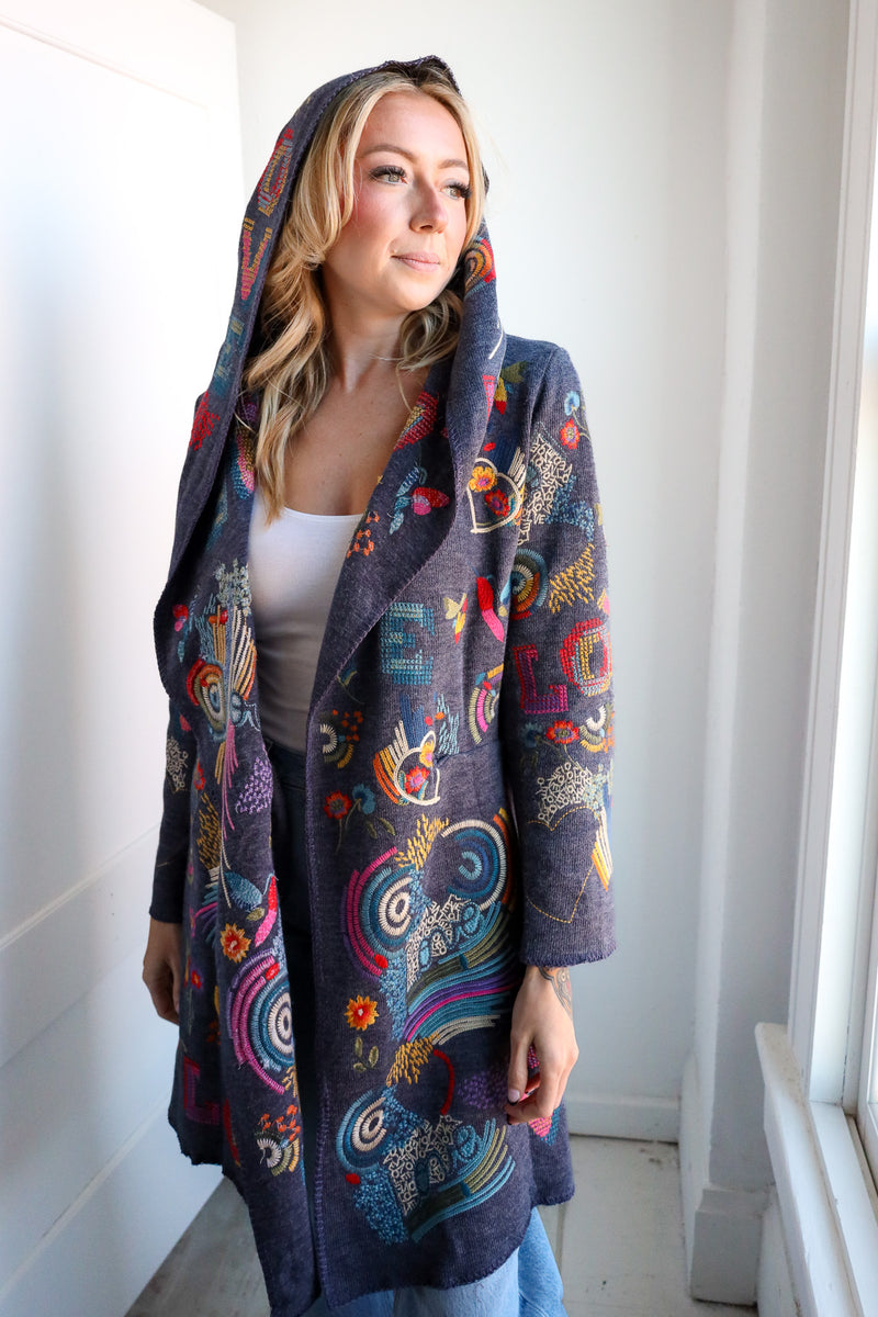 Adore Love Embroidered Navy Jacket 