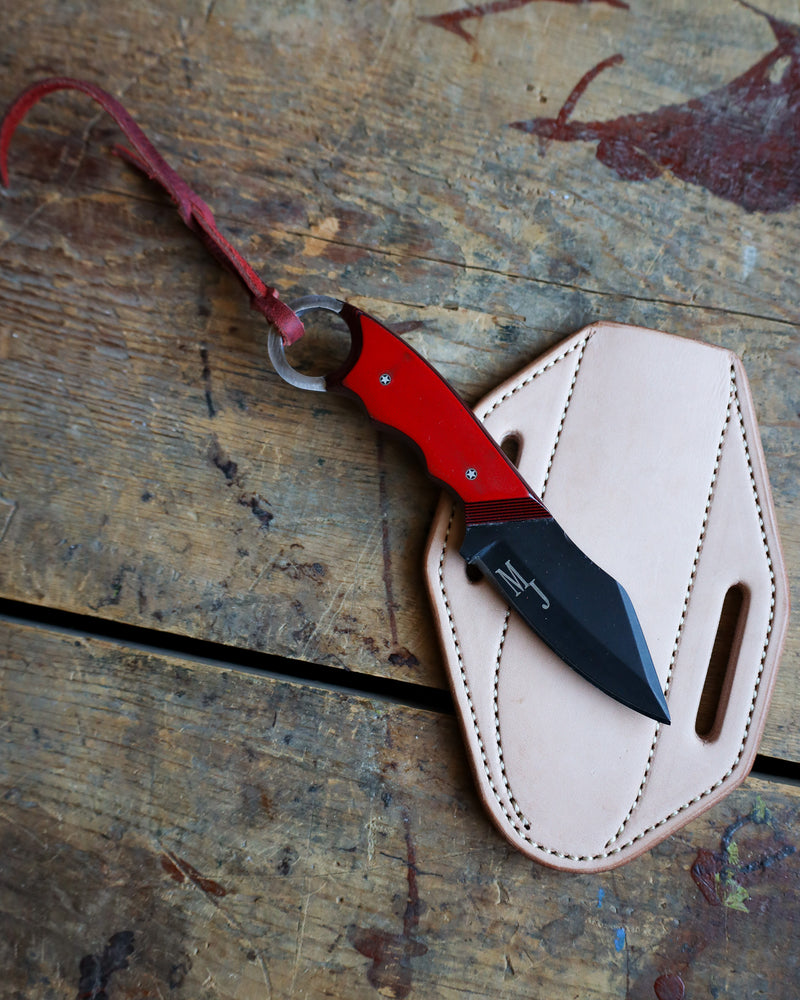 EXOTIC TEXAS KNIVES TACTICAL RED MICARTA KNIFE