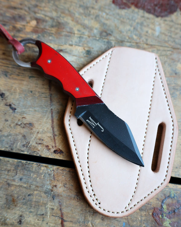 EXOTIC TEXAS KNIVES TACTICAL RED MICARTA KNIFE