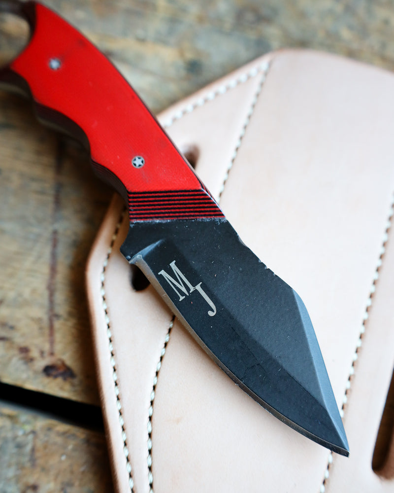 EXOTIC TEXAS KNIVES TACTICAL RED MICARTA KNIFE