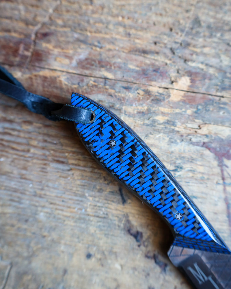 EXOTIC TEXAS KNIVES BLUE AND BLACK CARBON MEDIUM COWBOY KNIFE