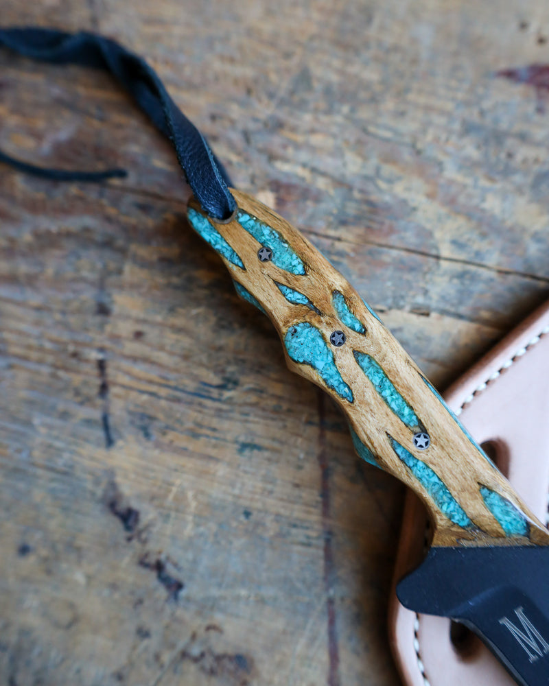 EXOTIC TEXAS KNIVES CHOLLA WITH TURQUOISE MEDIUM COWBOY KNIFE