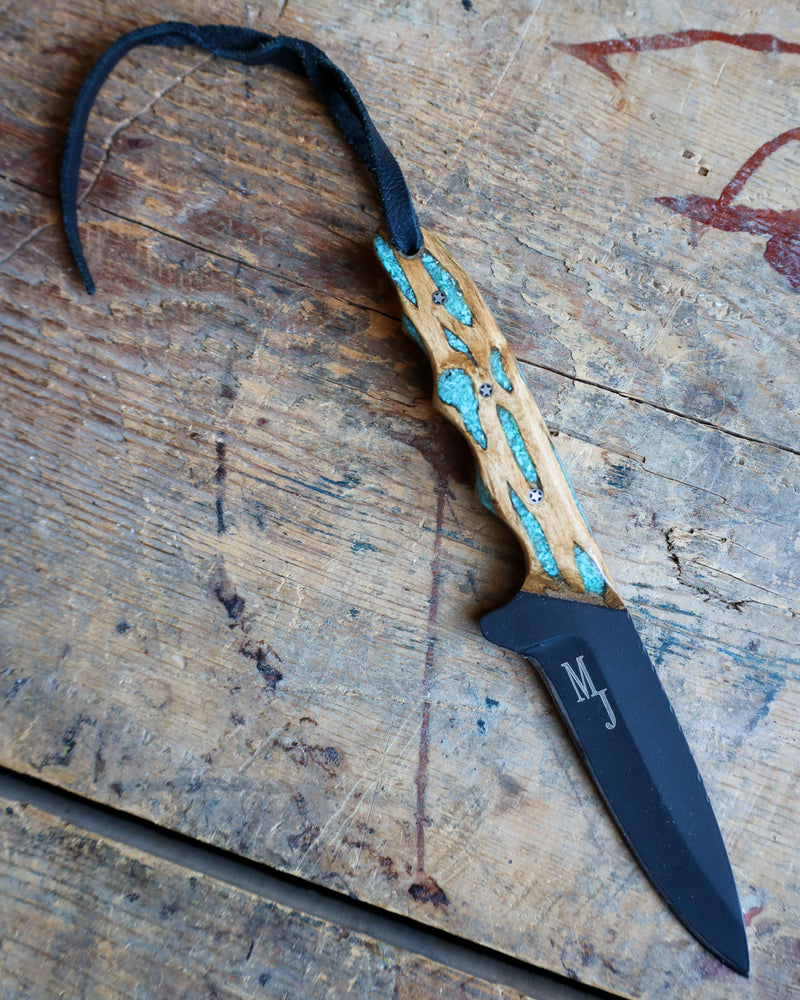 EXOTIC TEXAS KNIVES CHOLLA WITH TURQUOISE MEDIUM COWBOY KNIFE